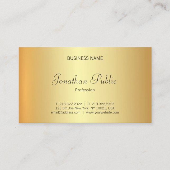 Trendy Glamour Gold Look Beruflich Elegant Visitenkarte (Vorderseite)