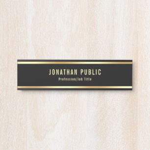 Trendy Glamour Moderne Schwarz-Gold-Hanglage Türschild