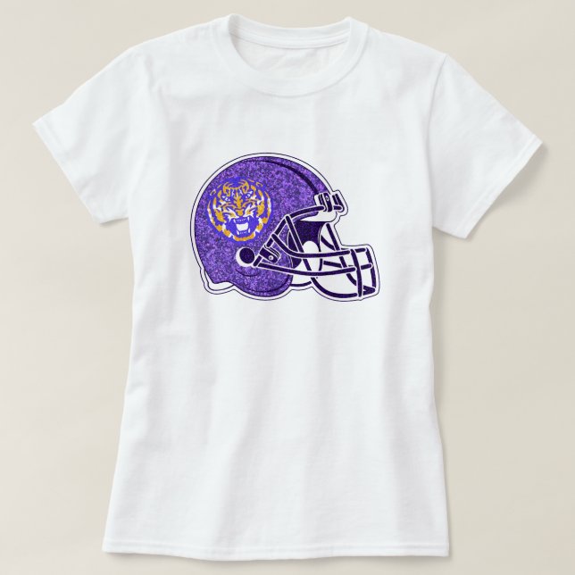Trendy Glitzer Louisiana Tigers Football Helmet T-Shirt (Design vorne)