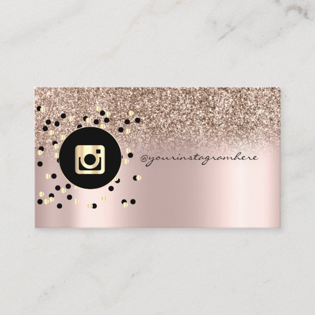 Trendy Glitzer Rose Gold Instagram Dots Visitenkarte (Vorderseite)