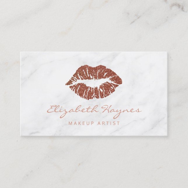 Trendy Glitzer Rose Gold Lippen Marbella Makeup Ar Visitenkarte (Vorderseite)