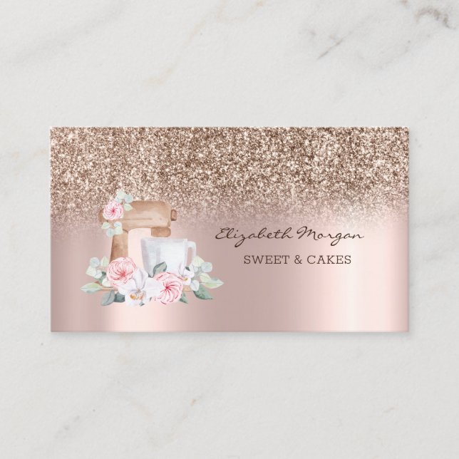 Trendy Glitzer Rose Gold Mixer Bläserin Visitenkarte (Vorderseite)