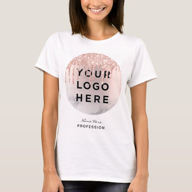 Trendy Glitzer Rose Gold Tropfen Lashes Marmor T-Shirt (Vorderseite)