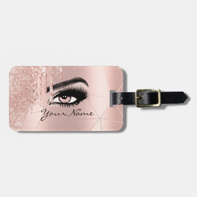 Trendy Glitzer Rose Gold Tropfen Moderne Gepäckanhänger (Vorderseite horizontal)