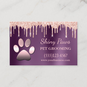 Trendy Glitzer Tropfen Dog Paw Pet Grooming Servic Visitenkarte