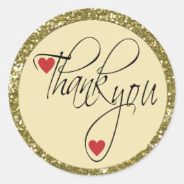 Trendy Glitzer Vielen Dank Stickers | Gold