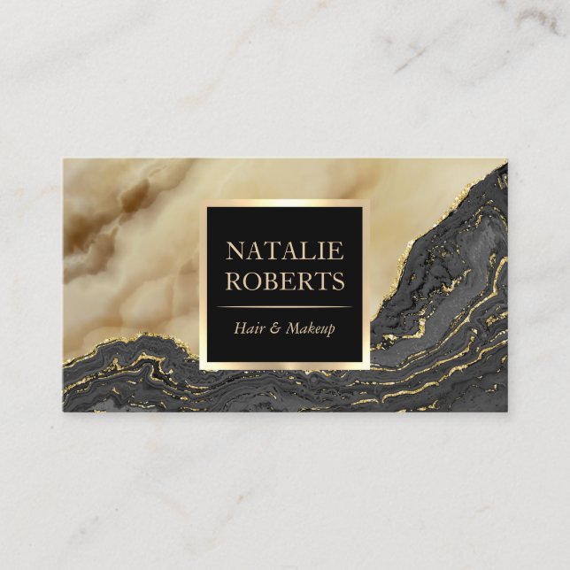 Trendy Gold Agate Makeup Artist Hair Stylist Salon Visitenkarte (Vorderseite)
