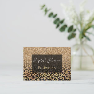 Trendy Gold & Black Glitzer Ombre Leopard Print Visitenkarte