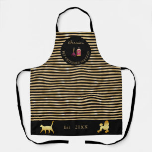 Trendy Gold & Black Pet Groomer Business Schürze