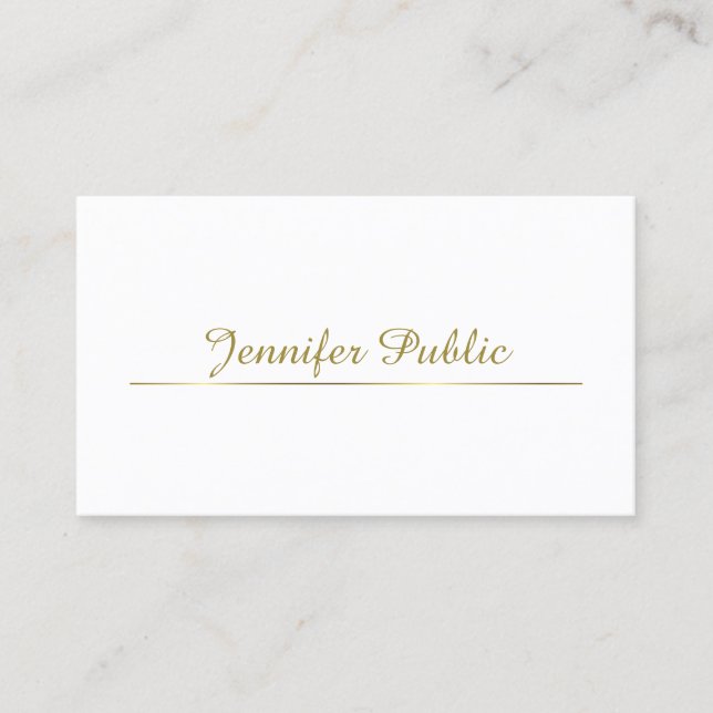 Trendy Gold Calligraphic Minimalistisch Elegantes  Visitenkarte (Vorderseite)