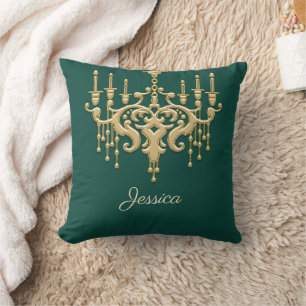 Trendy Gold Chandelier Mit Monogramm Throw Kissen