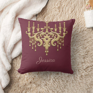 Trendy Gold Chandelier Mit Monogramm Throw Kissen