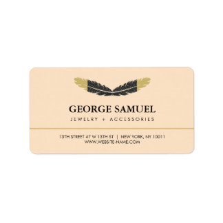 Trendy Gold Dipped Boho Feather Designer Pink  Adressaufkleber