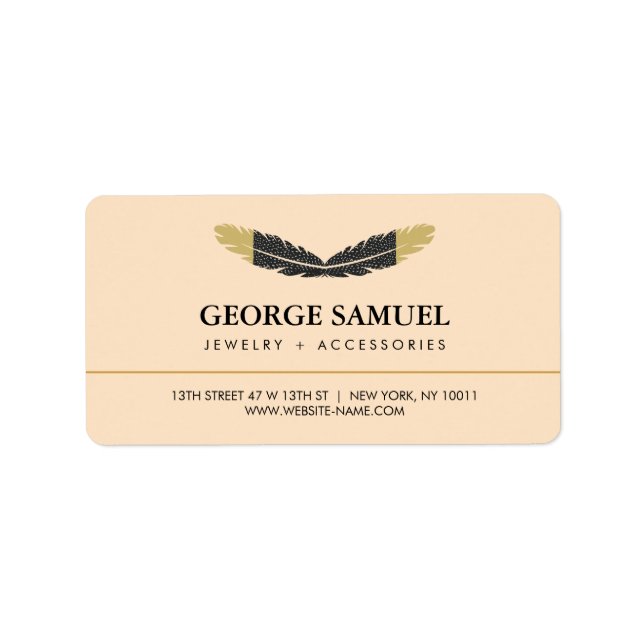 Trendy Gold Dipped Boho Feather Designer Pink  Adressaufkleber (Vorne)