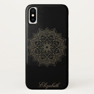 Trendy Gold Floral Mandala, Black-Personalisiert Case-Mate iPhone Hülle
