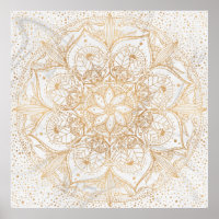 Trendy Gold Floral Mandala Marmordesign
