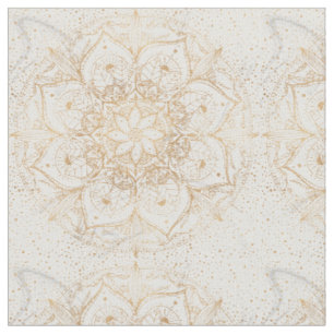 Trendy Gold Floral Mandala Marmordesign Stoff