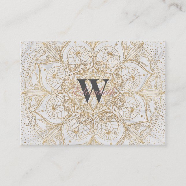 Trendy Gold Floral Mandala Marmordesign Visitenkarte (Vorderseite)