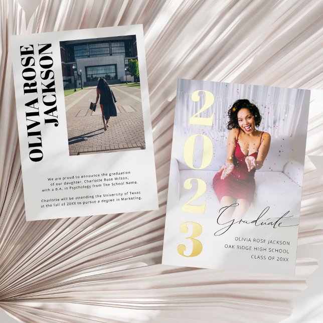 Trendy Gold Foil Foto Abschluss Ankündigung (Von Creator hochgeladen)