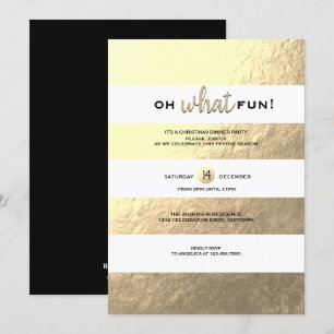 Trendy Gold Foil Strip Christmas Party Einladung