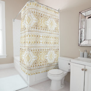 Trendy Gold Geometric Tribal Aztec Muster Duschvorhang