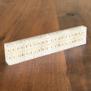 Trendy Gold Geometric Tribal Aztec Muster Namensplakette