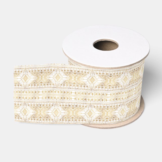 Trendy Gold Geometric Tribal Aztec Muster Ripsband (Spule)