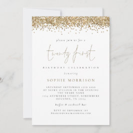 Trendy Gold Glitzer 21. Geburtstag Party Einladung