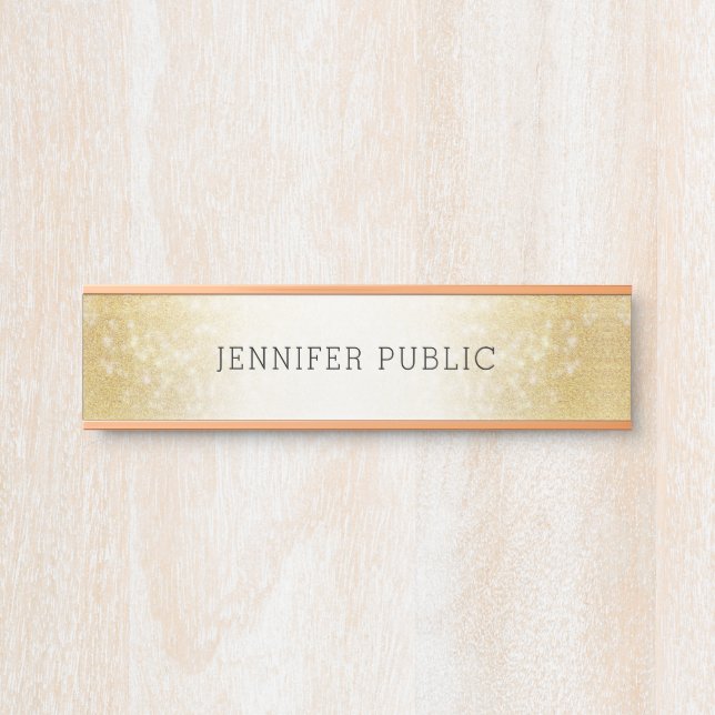 Trendy Gold Glitzer Einfach moderne Elegant Vorlag Türschild (Vorderseite )