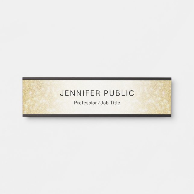 Trendy Gold Glitzer Elegante Moderne Vorlage Türschild (Vorderseite )