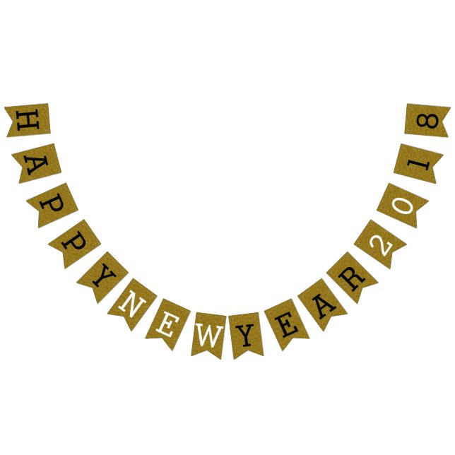 Trendy Gold Glitzer Happy New Year Wimpelkette (Alle)
