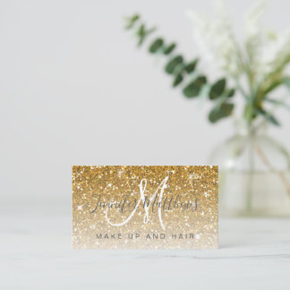 Trendy Gold Glitzer Makeup Artist Hair Salon Visitenkarte
