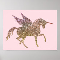 Trendy Gold Glitzer Sparkle Unicorn