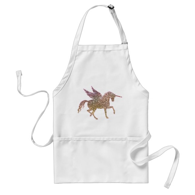 Trendy Gold Glitzer Sparkle Unicorn Schürze (Vorne)