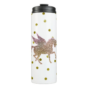 Trendy Gold Glitzer Sparkle Unicorn Thermosbecher