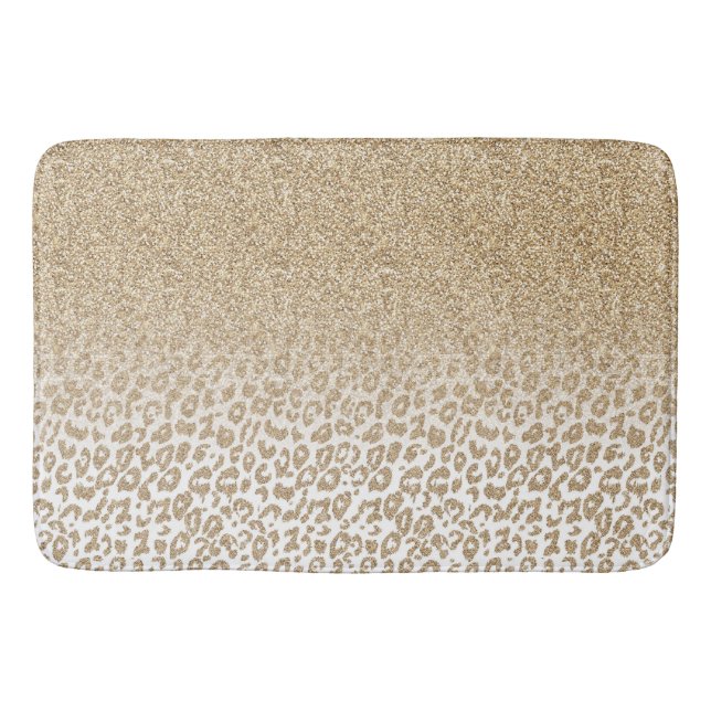 Trendy Gold Glitzer und Leopard Print Gradient Badematte (Vorderseite)
