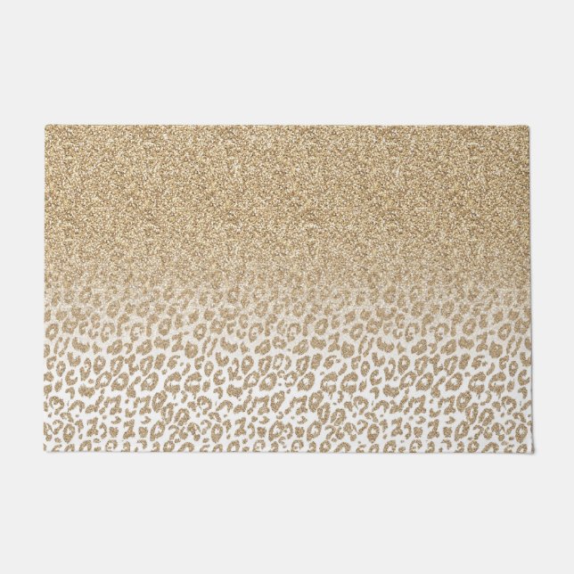 Trendy Gold Glitzer und Leopard Print Gradient Fußmatte (Vorderseite)