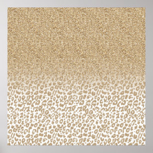 Trendy Gold Glitzer und Leopard Print Gradient Poster