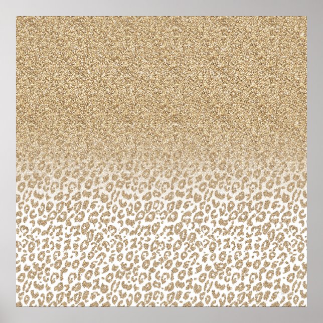 Trendy Gold Glitzer und Leopard Print Gradient Poster (Vorne)