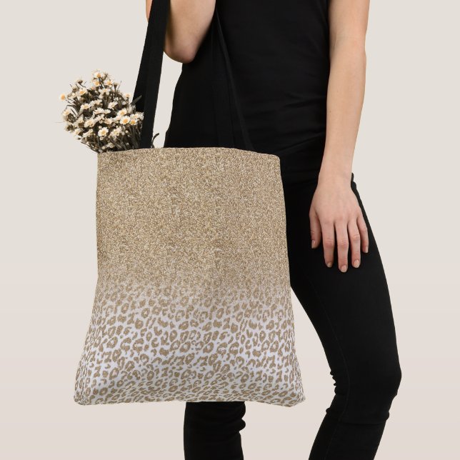 Trendy Gold Glitzer und Leopard Print Gradient Tasche (Von Nahem)