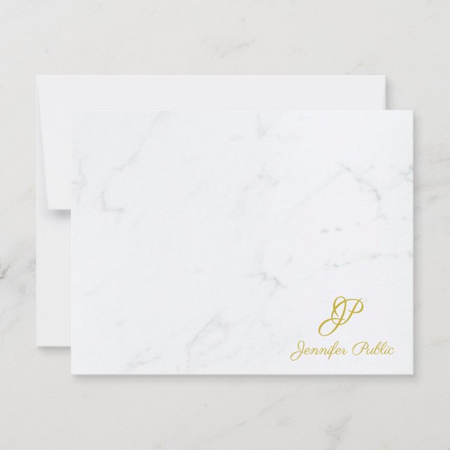 Trendy Gold Handgeschriebene Script Text Marble El Mitteilungskarte (Vorderseite)