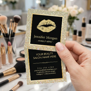 Trendy Gold Lips Glitzer Glitzern Makeup Artist Quadratische Visitenkarte
