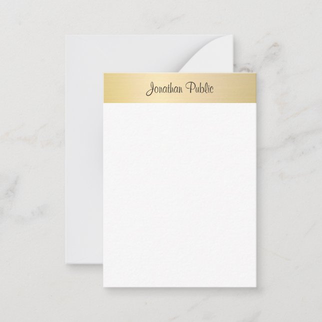 Trendy Gold Look Elegante Template Kalligraphie Mitteilungskarte (Vorderseite)