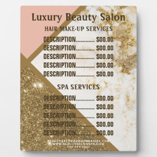 Trendy Gold Marble Glittery WELLNESS-CENTER Salon  Fotoplatte