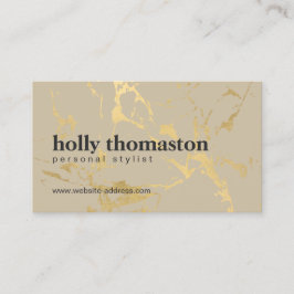 Trendy Gold Marble Muster auf Tan Designer Visitenkarte