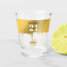 Trendy Gold Metallic Tropfen 21. Geburtstag Schnapsglas