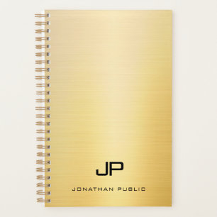 Trendy Gold Modern Monogram Name Template Planer