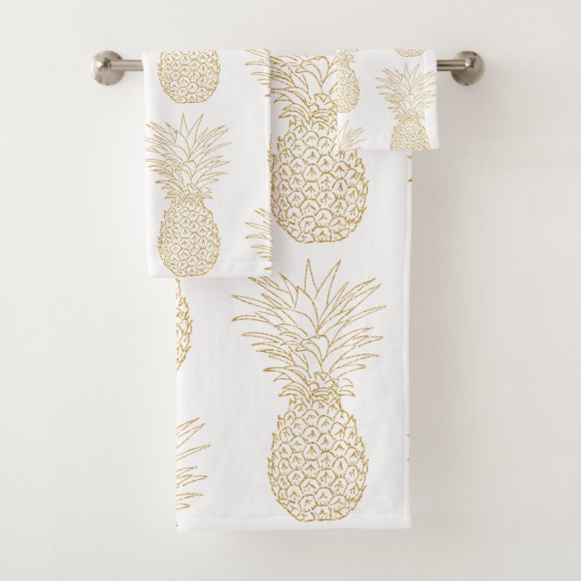 Trendy Gold Pineappmuster Badhandtuch Set (Insitu)
