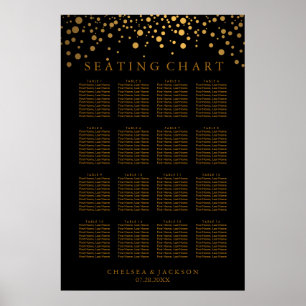 Trendy Gold Punkte auf schwarz - 16 Tabelle Seatin Poster