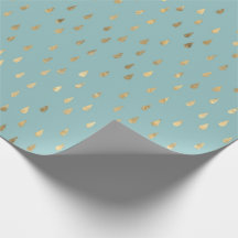 Trendy Gold Raindrops Cyan